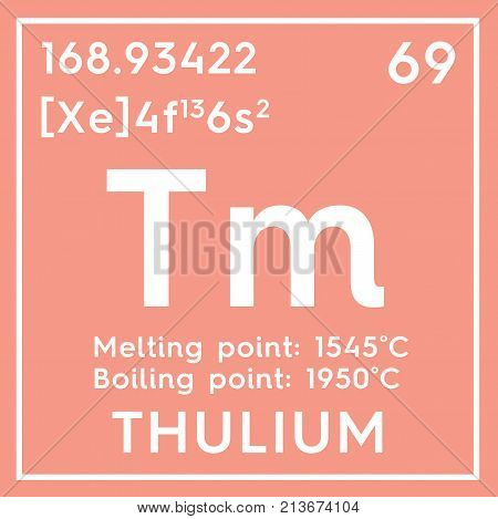 Thulium. Lanthanoids. Chemical Element Of Mendeleev's Periodic Table. 3D Illustration.