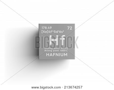Hafnium. Transition Metals. Chemical Element Of Mendeleev's Periodic Table. 3D Illustration.
