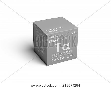 Tantalum. Transition Metals. Chemical Element Of Mendeleev's Periodic Table. 3D Illustration.