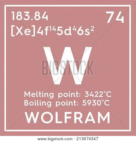 Wolfram. Transition Metals. Chemical Element Of Mendeleev's Periodic Table. 3D Illustration.