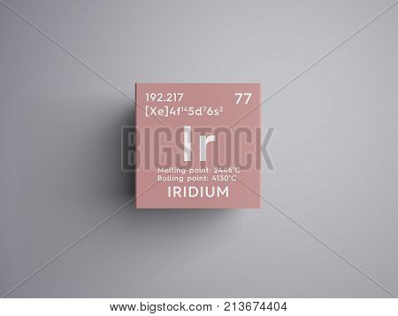 Iridium. Transition Metals. Chemical Element Of Mendeleev's Periodic Table. 3D Illustration.