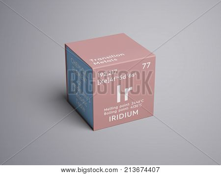 Iridium. Transition Metals. Chemical Element Of Mendeleev's Periodic Table. 3D Illustration.