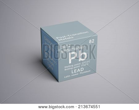 Lead. Plumbum. Post-transition Metals. Chemical Element Of Mendeleev's Periodic Table. 3D Illustrati