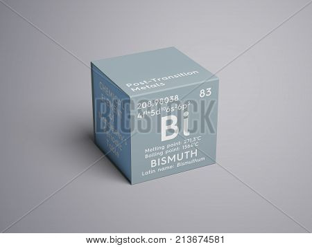 Bismuth. Bishmuthum. Post-transition Metals. Chemical Element Of Mendeleev's Periodic Table. 3D Illu