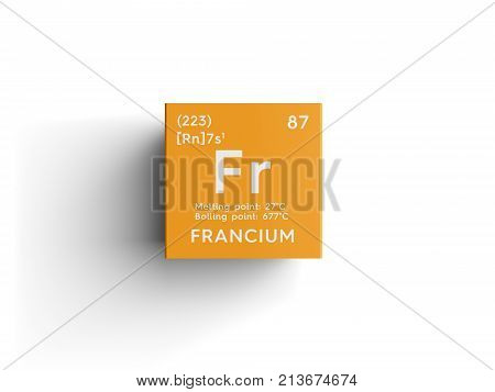 Francium. Alkali Metals. Chemical Element Of Mendeleev's Periodic Table. 3D Illustration.