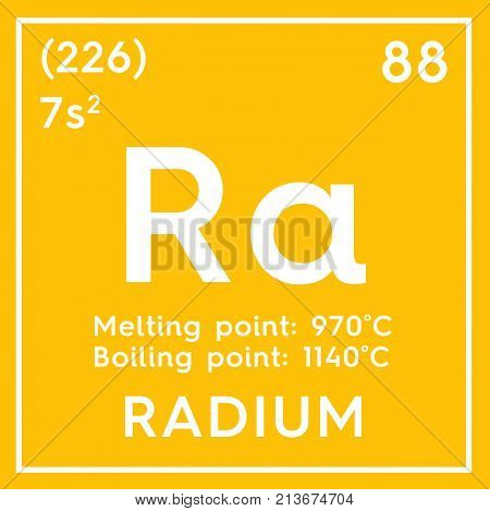 Radium. Alkaline Earth Metals. Chemical Element Of Mendeleev's Periodic Table. 3D Illustration.