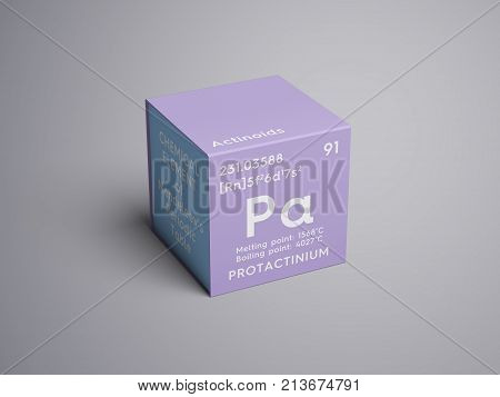 Protactinium. Actinoids. Chemical Element Of Mendeleev's Periodic Table. 3D Illustration.