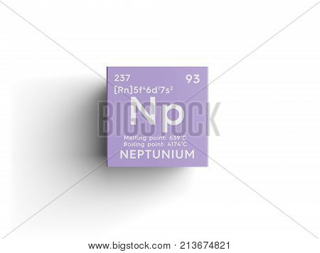 Neptunium. Actinoids. Chemical Element Of Mendeleev's Periodic Table. 3D Illustration.