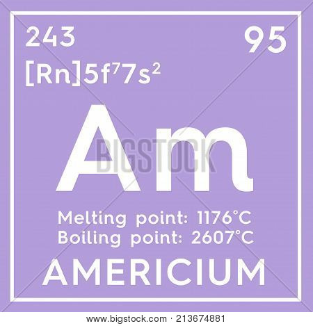 Americium. Actinoids. Chemical Element Of Mendeleev's Periodic Table. 3D Illustration.