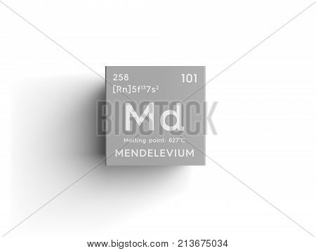 Mendelevium. Actinoids. Chemical Element Of Mendeleev's Periodic Table. 3D Illustration.