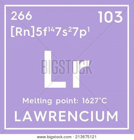 Lawrencium. Actinoids. Chemical Element Of Mendeleev's Periodic Table.. 3D Illustration.