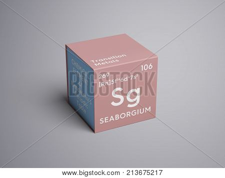 Seaborgium. Transition Metals. Chemical Element Of Mendeleev's Periodic Table. 3D Illustration.