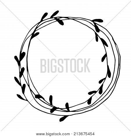 Christmas wreath doodle hand drawn vector on white