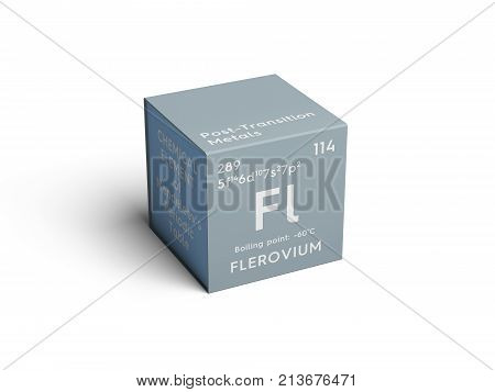 Flerovium. Post-transition Metals. Chemical Element Of Mendeleev's Periodic Table. 3D Illustration.