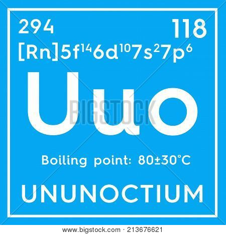 Ununoctium. Noble Gases. Chemical Element Of Mendeleev's Periodic Table.. 3D Illustration.