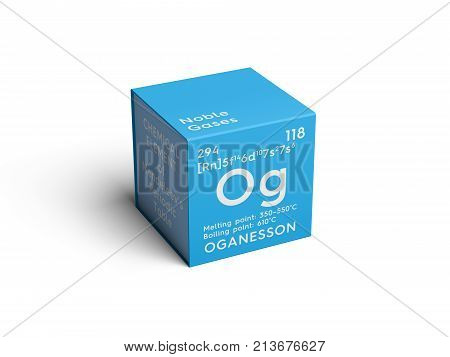 Oganesson. Noble Gases. Chemical Element Of Mendeleev's Periodic Table. 3D Illustration.