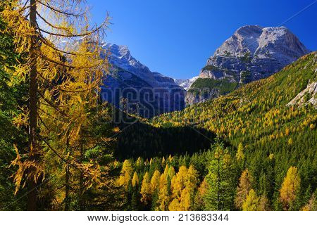 Alpine landscape in the Dolomites, Italy, Europe