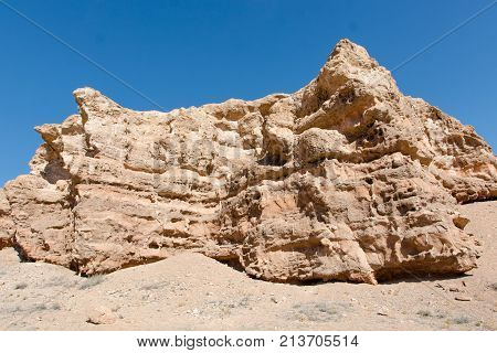 Beautiful view of cliffs from yellow red limestone