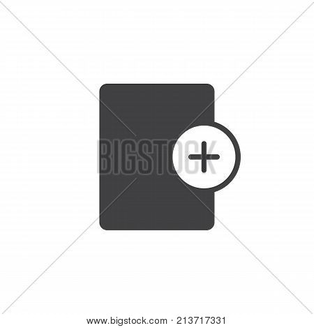 Add column icon vector, filled flat sign, solid pictogram isolated on white. File with plus symbol, logo illustration.