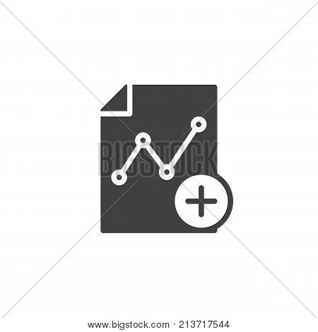Add graph icon vector, filled flat sign, solid pictogram isolated on white. Chart with plus symbol, logo illustration.