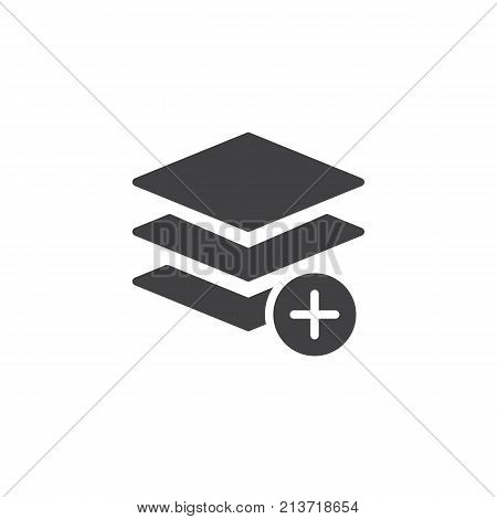 Add layer icon vector, filled flat sign, solid pictogram isolated on white. Layers with plus symbol, logo illustration.