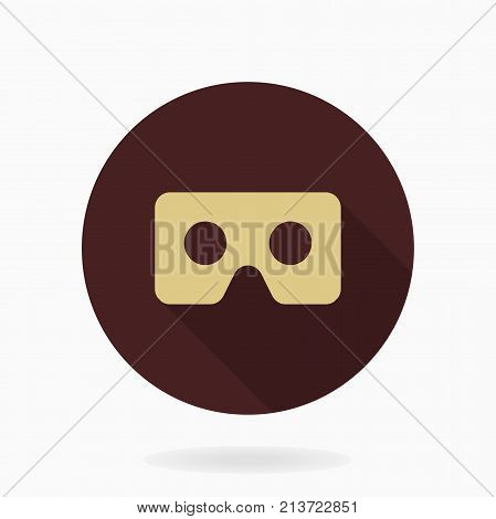 Fine vector golden icon with VR logo in circle. Flat design with long shadow. Virtual reality logo