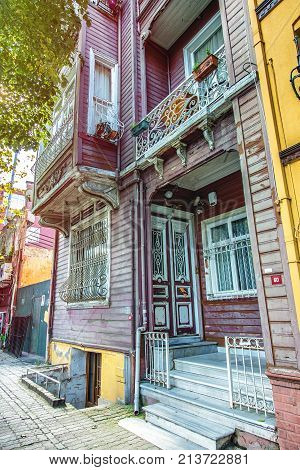 ISTANBUL TURKEY: Traditional wooden house in Kuzguncuk district Istanbul Turkey on October 10 2017