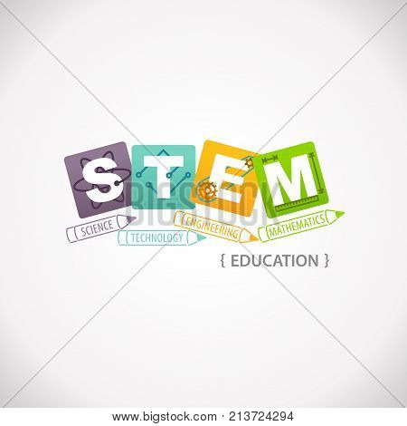 STEM Education Concept Logo. Science Technology Engineering Mathematics.