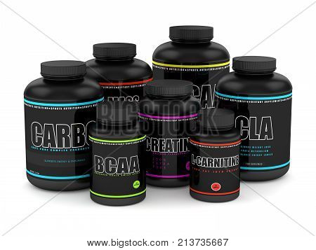 3D Render Of Gym Dietary Supplements