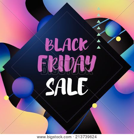 Vector illustration abstract background with wavy gradient abstract shapes. Black Friday sale design template.