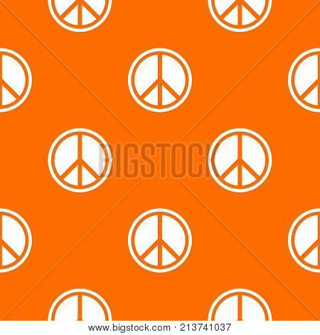 Sign hippie peace pattern repeat seamless in orange color for any design. Vector geometric illustration