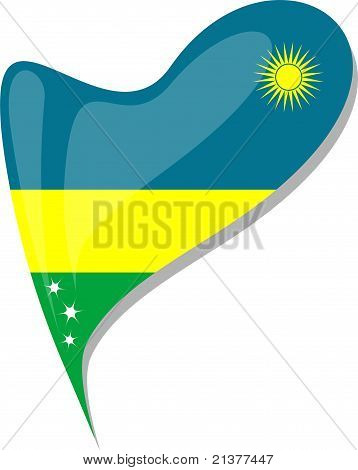 Ruanda nel cuore. Icona della bandiera nazionale del Ruanda. Vector