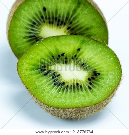 Juicy Kiwi Fruit Sliced On White
