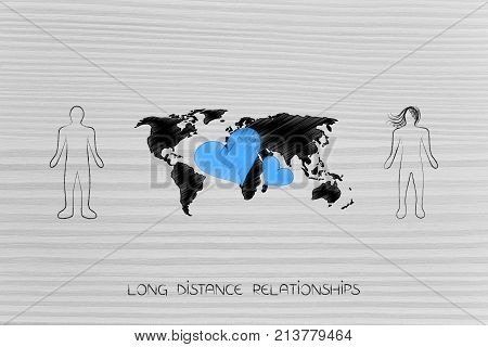 People With World Map And Lovehearts In Between Them