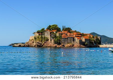 Saint Stephen's Island Montenegro 14 september 2017: Sveti Stefan (St. Stefan) island in Adriatic sea Montenegro