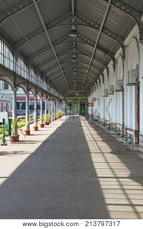 MAPUTO, MOZAMBIQUE - APRIL 29: Central train station of Maputo, Mozambique on April 29, 2012. 
