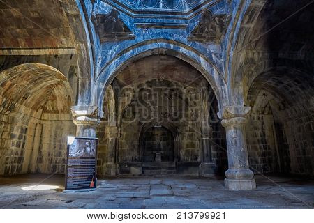 HAGHPAT MONASTERY, ARMENIA - 01 AUGUST 2017: Interior of Haghpat Monastery in Northern Armenia