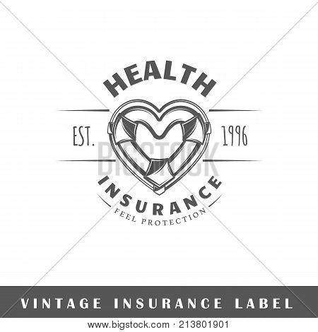 Insurance label isolated on white background. Design element. Template for logo signage branding design. Vector illustration