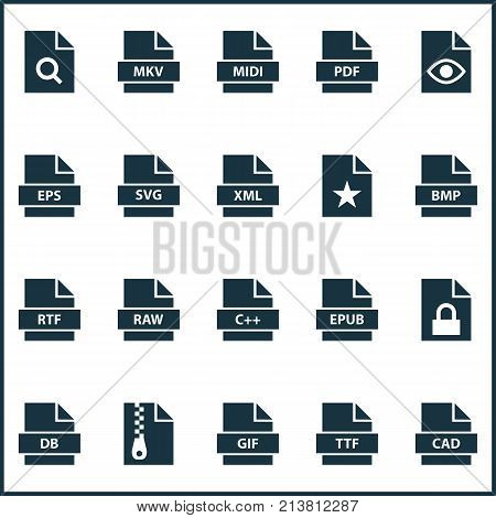 Includes Icons Such As View, Bitmap, Design And Other.  Document Icons Set.