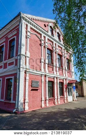 POLOTSK BELARUS - MAY 19 2017: Old building in historic center of city where in 1920-1930s there was editorial office of newspaper 