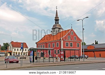 Bauska Latvia - 6 July 2012: Bauska Town Hall in the Market square