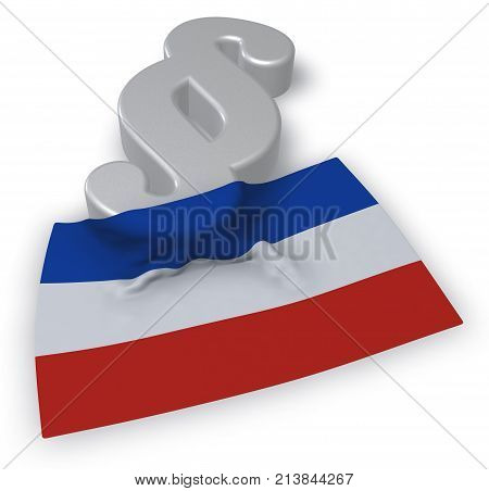 paragraph symbol and flag of schleswig-holstein - 3d rendering