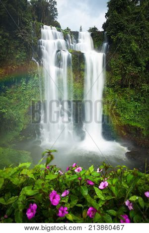Tad Gneuang Waterfall in Dong Hua Sao National Protected Area Bolaven Plateau Champasak Province Laos