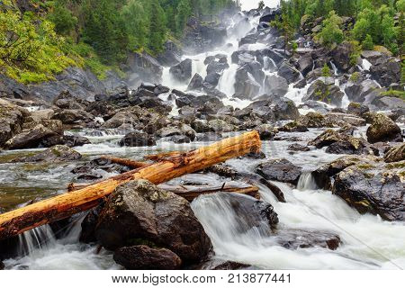 Waterfall Uchar. Altai Republic. Russia