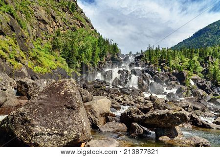 Waterfall Uchar. Altai Republic. Russia