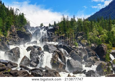 Waterfall Uchar. Altai Republic. Russia