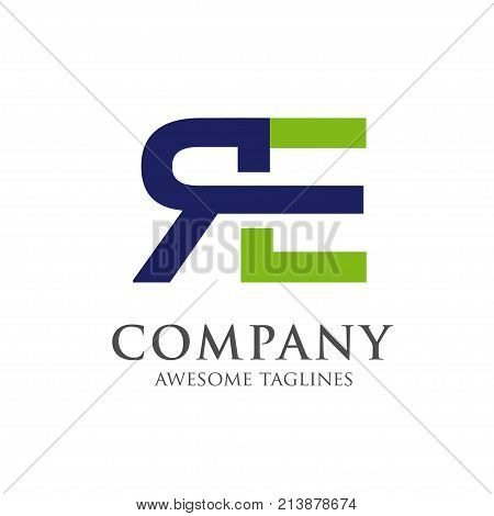 creative letter RE logo concept, innovative RE letter icon