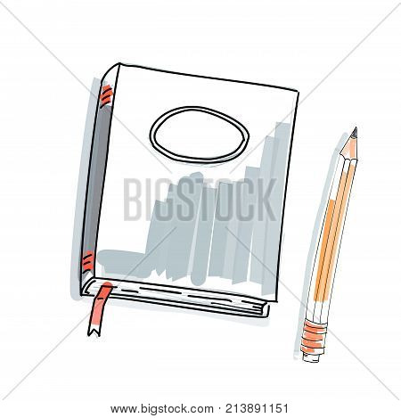 notebook doodle, primitive drawing hand. Pen and notebook paper. modern minimalism sketch art. Vector illustration.