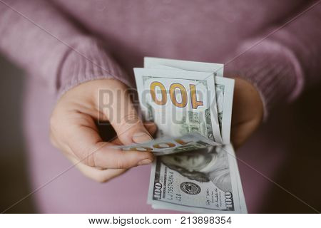American dollars bank note in hand