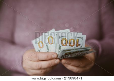 American dollars bank note in hand